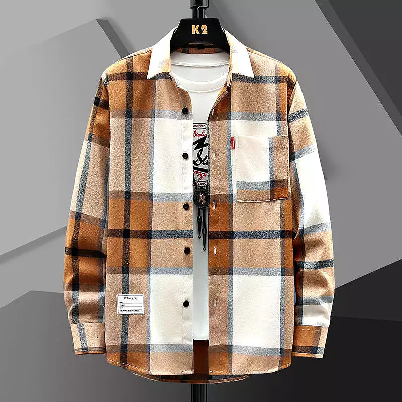 Men's Casual Loose Plaid Shirt