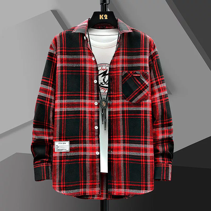 Men's Casual Loose Plaid Shirt