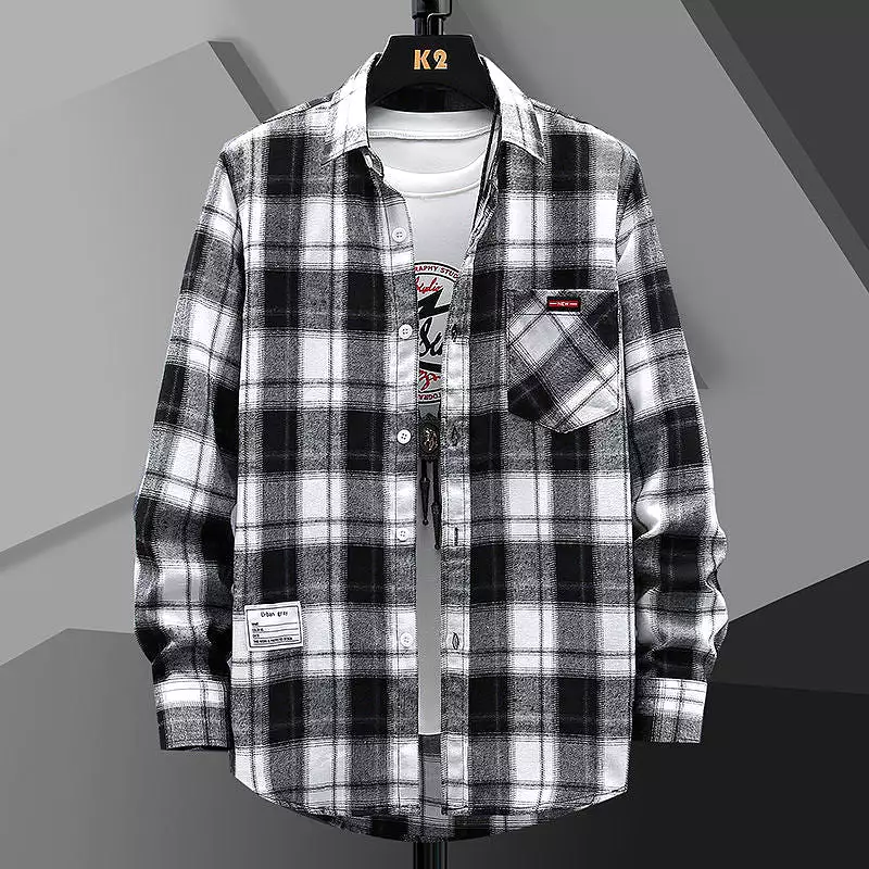 Men's Casual Loose Plaid Shirt