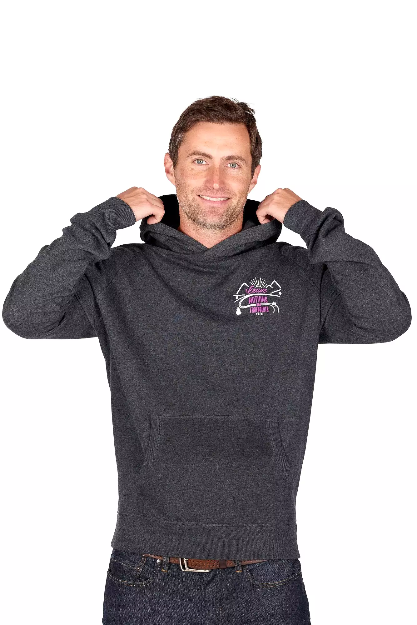 Men's 'Leave Nothing But Footprints' runr Hoodie in Black