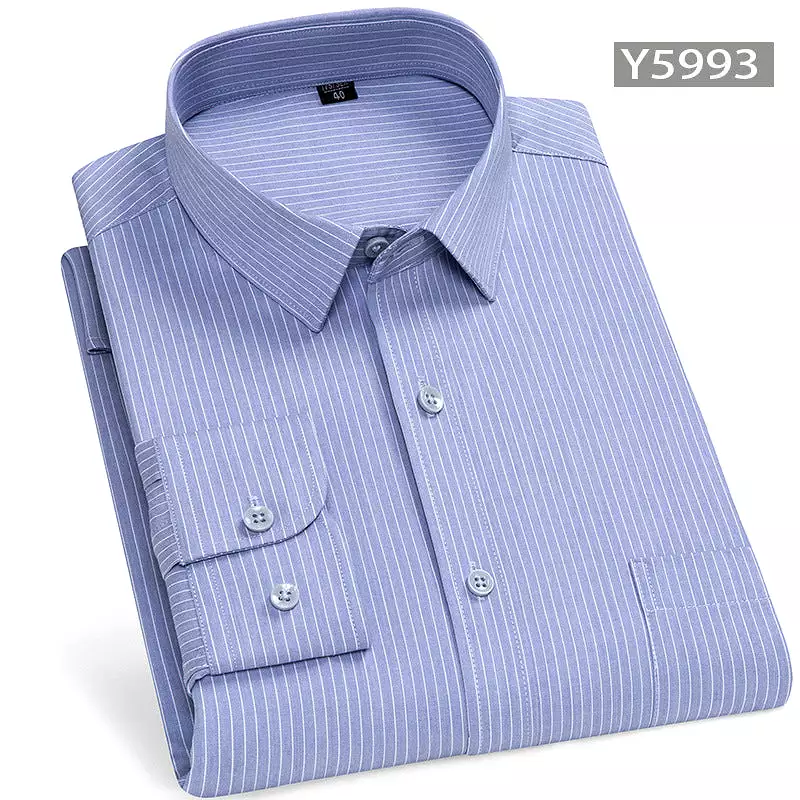 Men's long-sleeved thin loose elastic fiber cotton shirt