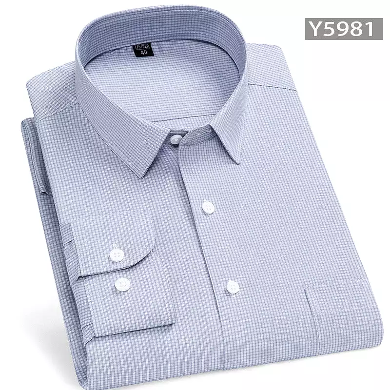 Men's long-sleeved thin loose elastic fiber cotton shirt