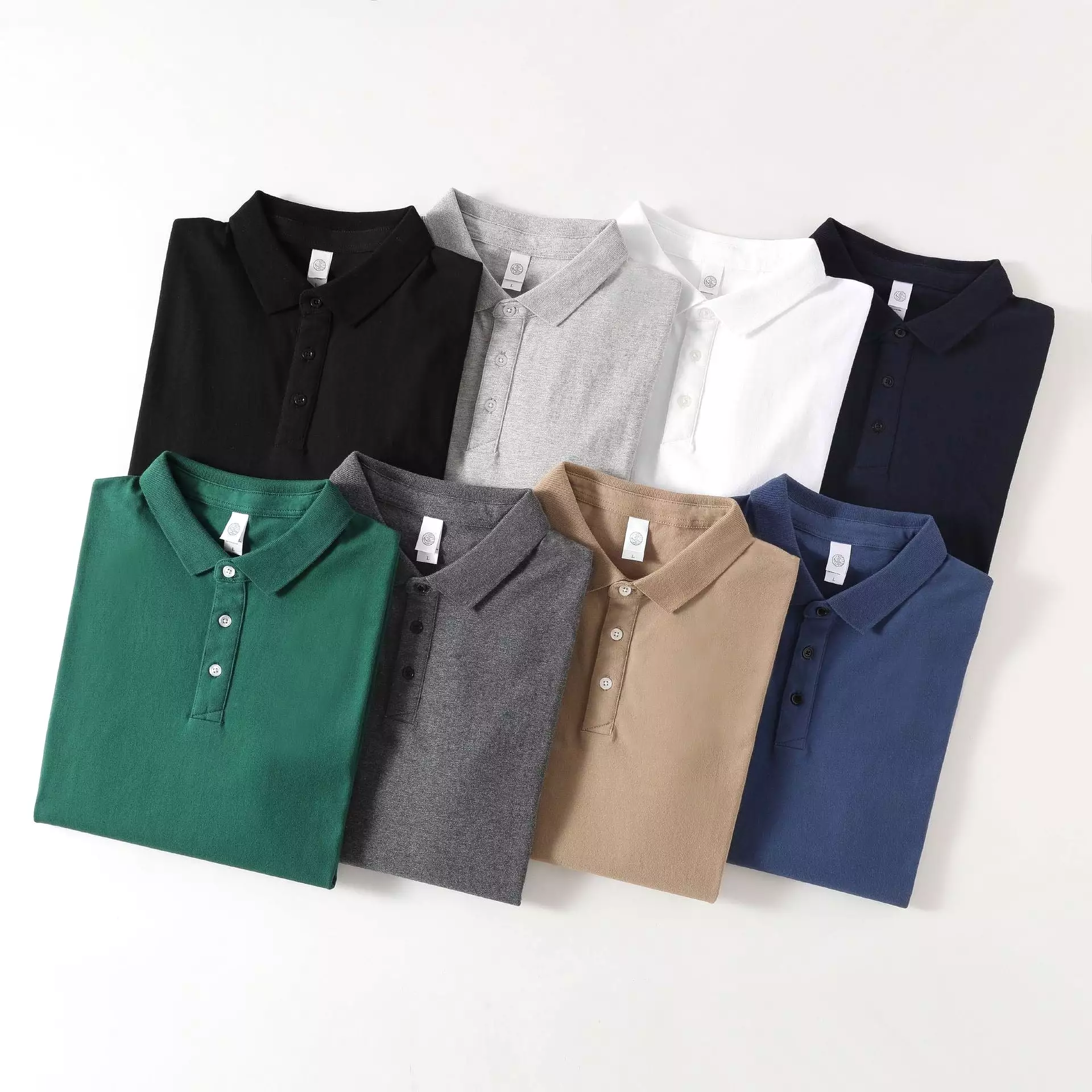 Men's loose cotton half-sleeved casual polo shirt