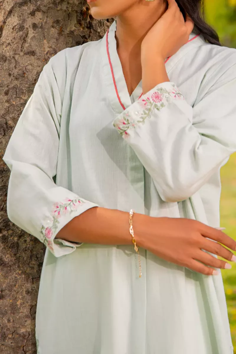 MINT GREEN EMBROIDERED SHIRT