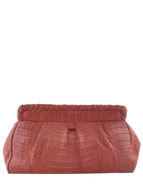 Nancy Gonzalez Crocodile Pleated Oversized Clutch Bag