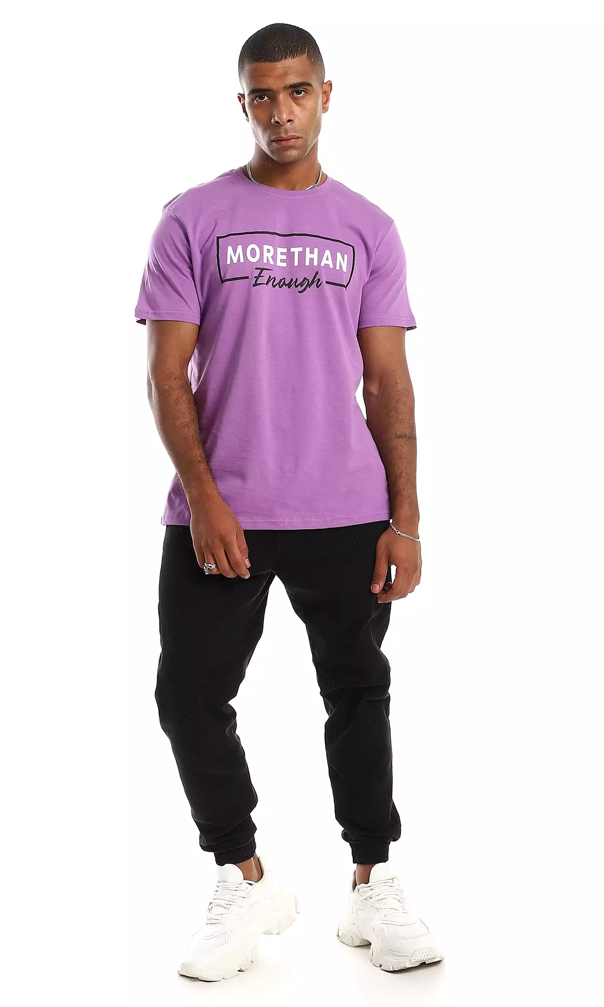 O154936 Chest Printed Cotton Purple Men T-Shirt