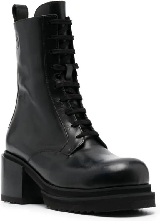 PINKO 70mm leather combat boots Black