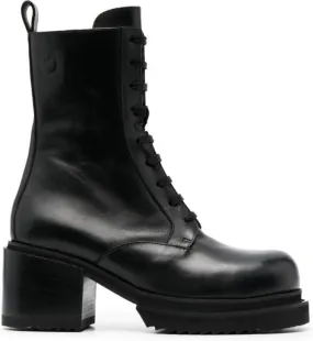 PINKO 70mm leather combat boots Black