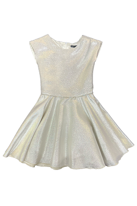 Platinum jacquard cap sleeve skater dress