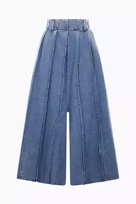 pleated denim skirt pants