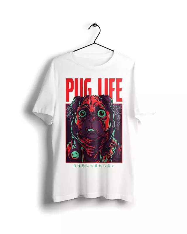 Pug Life - Digital Graphics Basic T-shirt White