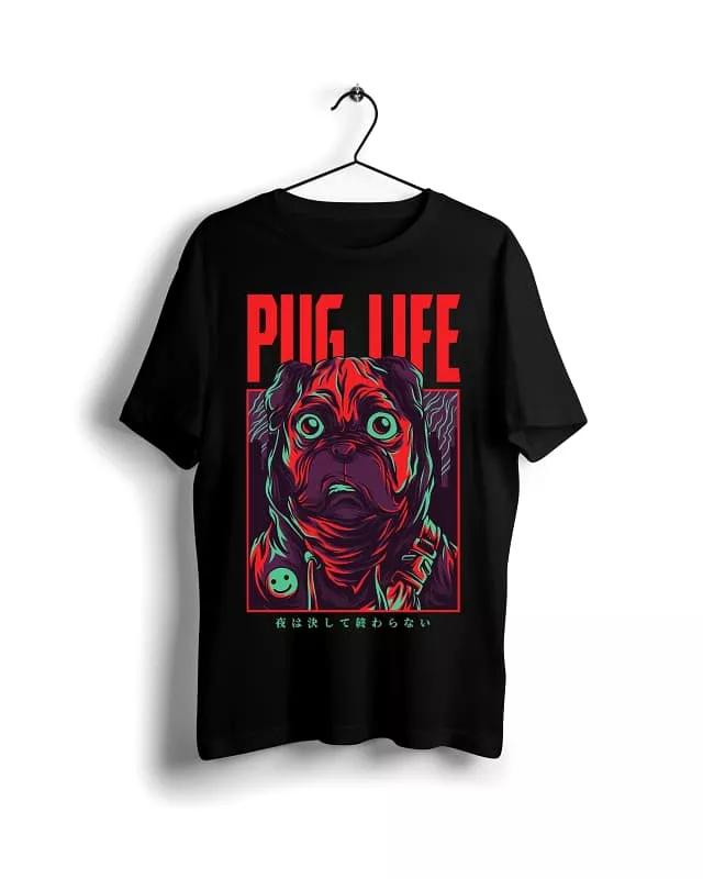 Pug Life- Digital Graphics Basic T-shirt Black