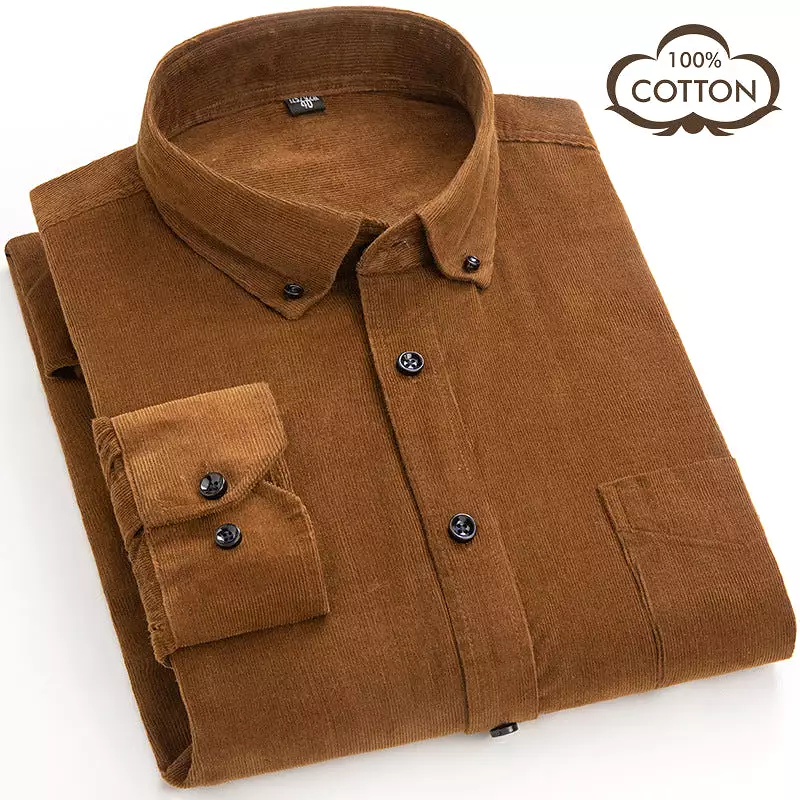 Pure Cotton Men's Corduroy Retro Shirt