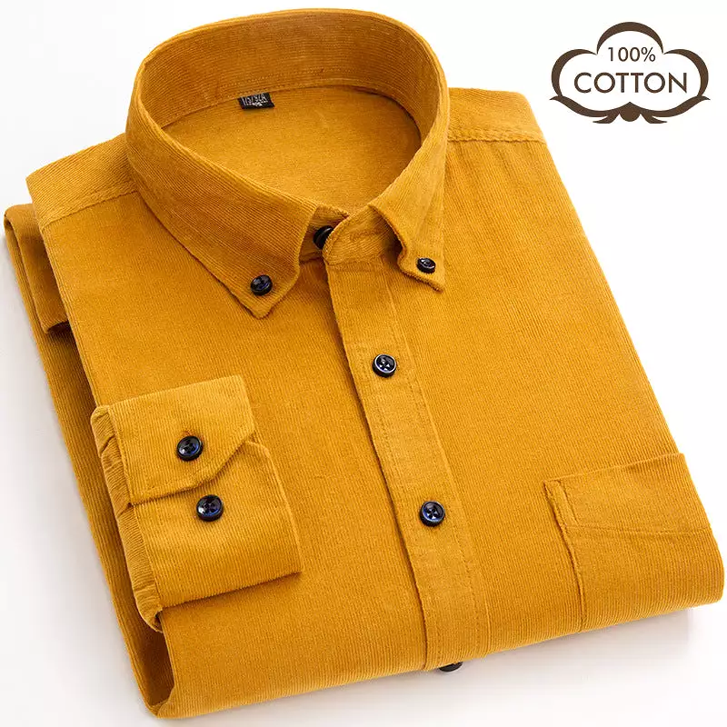 Pure Cotton Men's Corduroy Retro Shirt