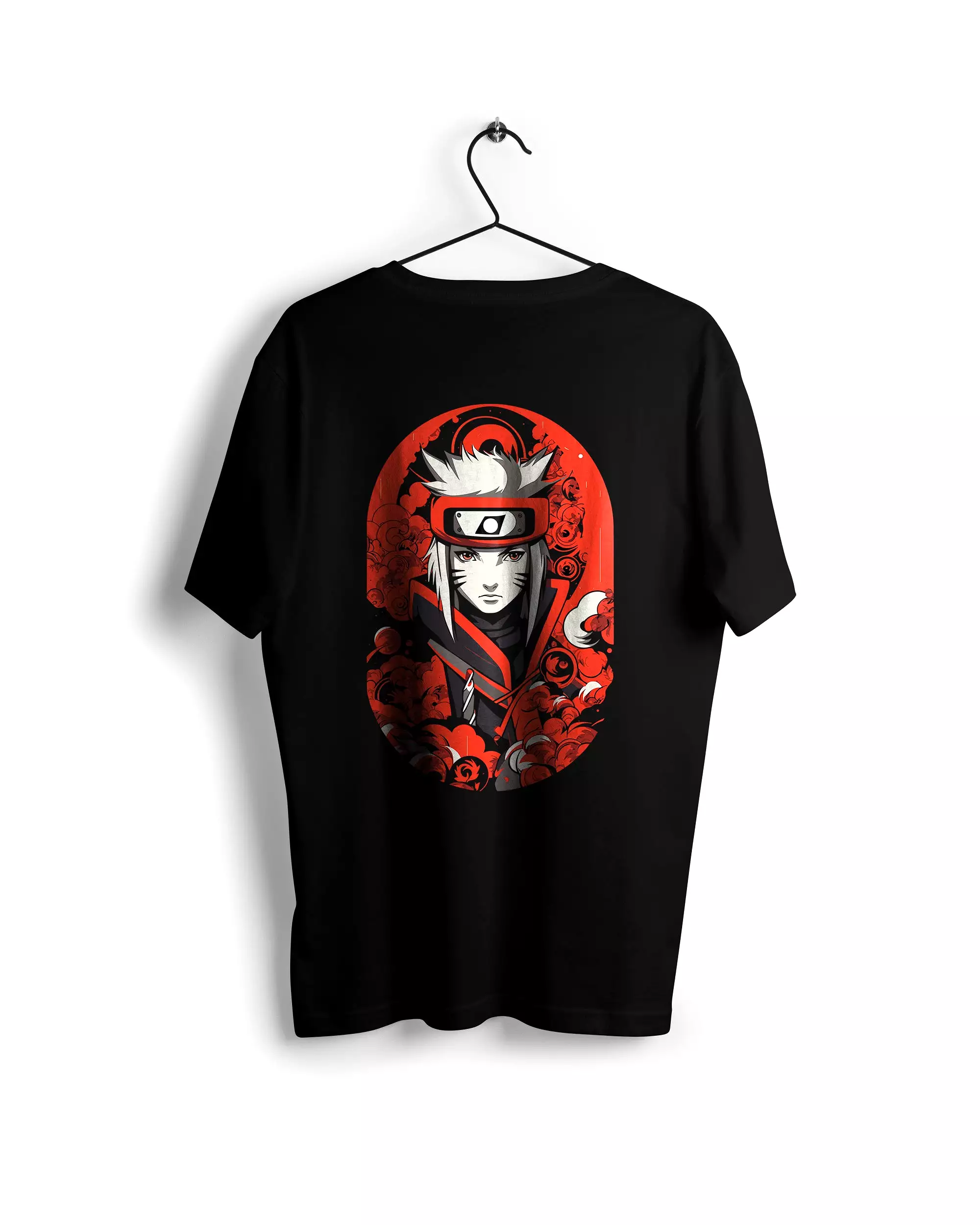 Red & White Naruto Monochrome Tee: Cristina McAllister-Inspired Design - Digital Graphics Basic T-shirt Black