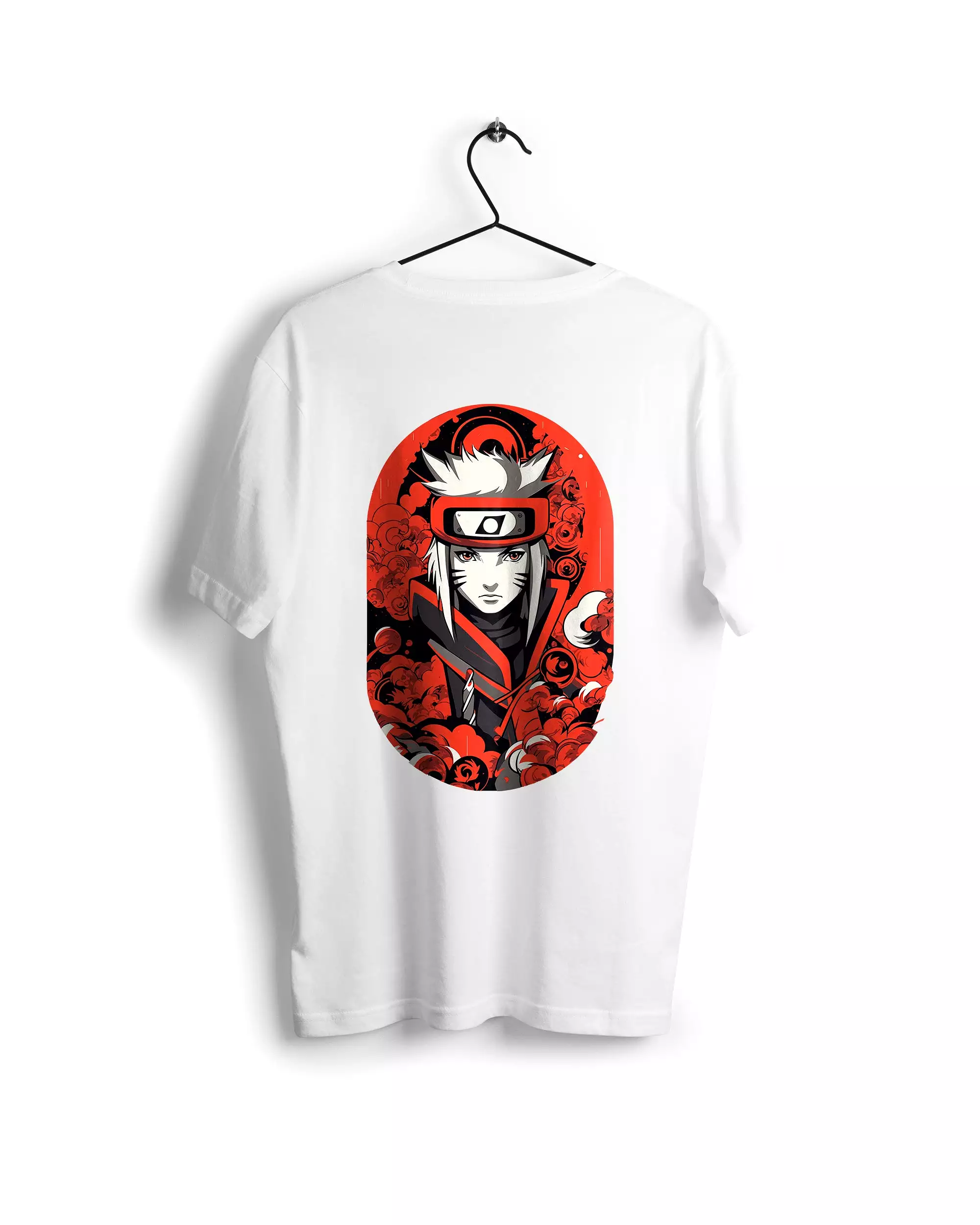 Red & White Naruto Monochrome Tee: Cristina McAllister-Inspired Design - Digital Graphics Basic T-shirt White