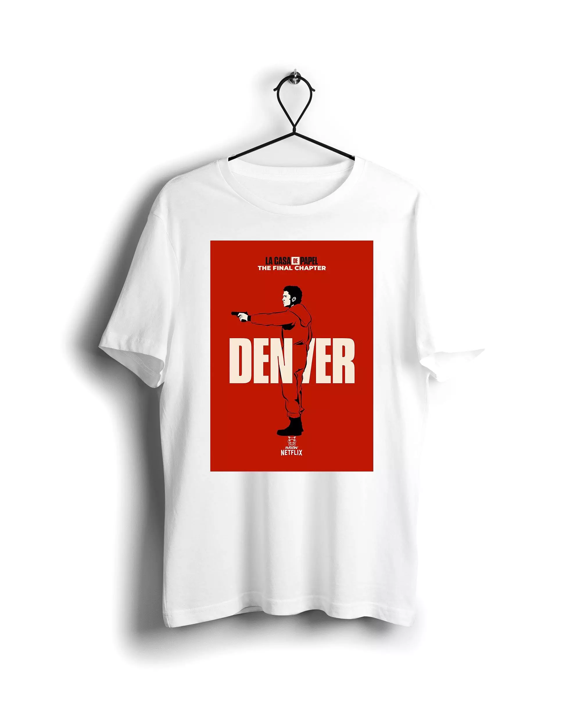 Red Denver La Casa De Papel X Ravin X Hippo - Digital Graphics Basic T-shirt White