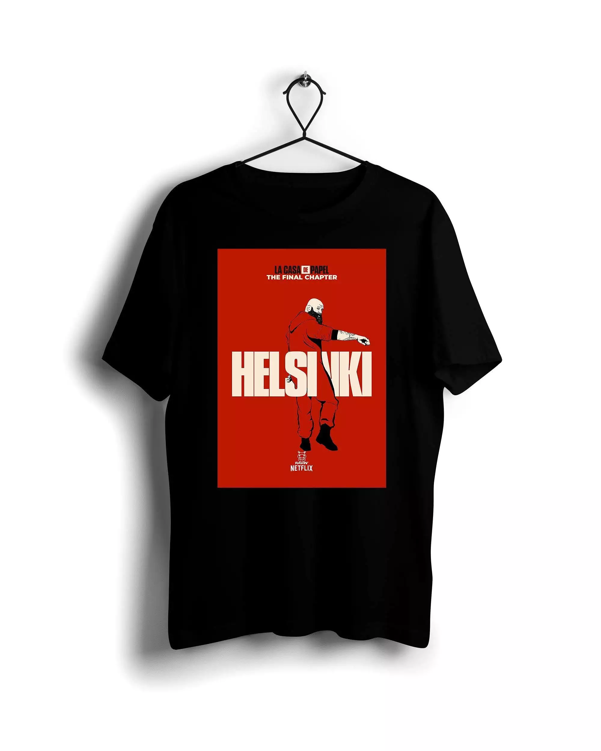 Red Helsinki La Casa De Papel X Ravin X Hippo  - Digital Graphics Basic T-shirt Black