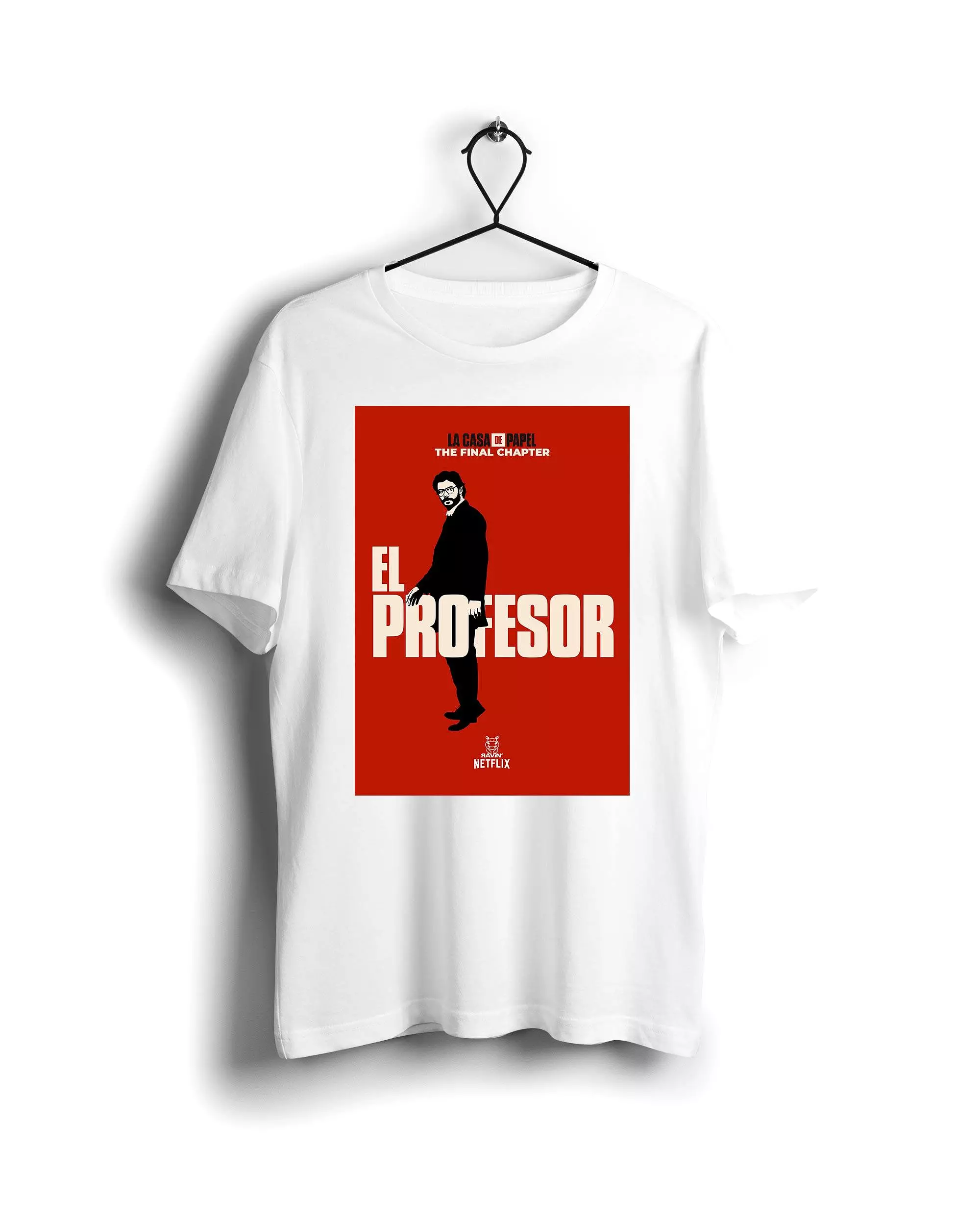 Red Professor La Casa De Papel X Ravin X Hippo - Digital Graphics Basic T-shirt White