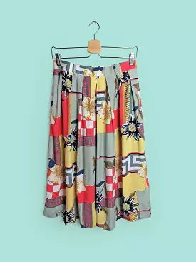 Retro Skirt Scarf Print - size M