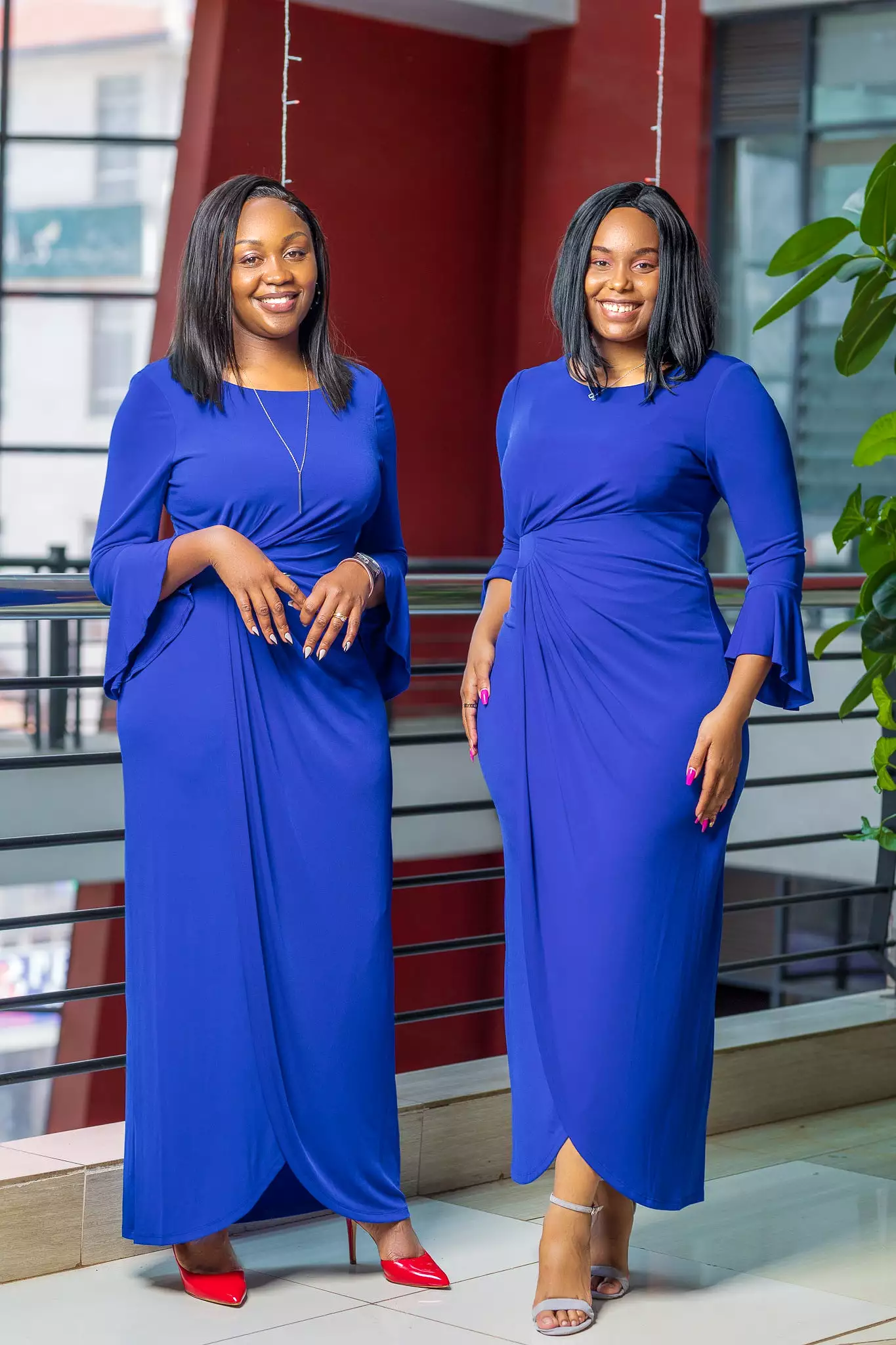 Royal blue ruched gown