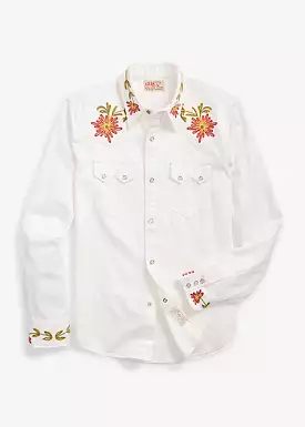 RRL Slim Fit Embroidered Denim Western Shirt