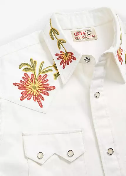 RRL Slim Fit Embroidered Denim Western Shirt