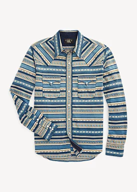 RRL Slim Fit Indigo Jacquard Western Shirt