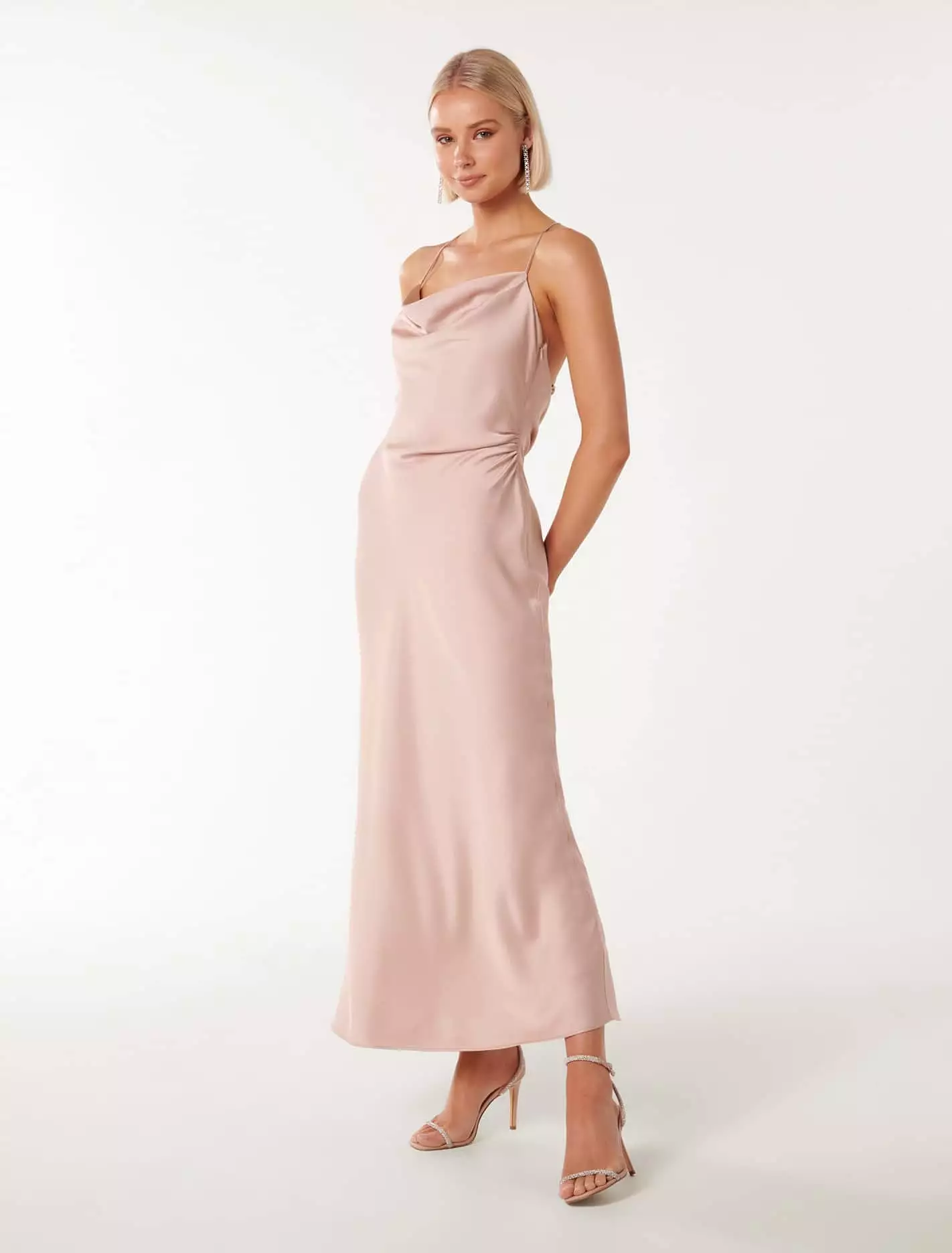 Ruby Petite Tie Back Satin Maxi Dress