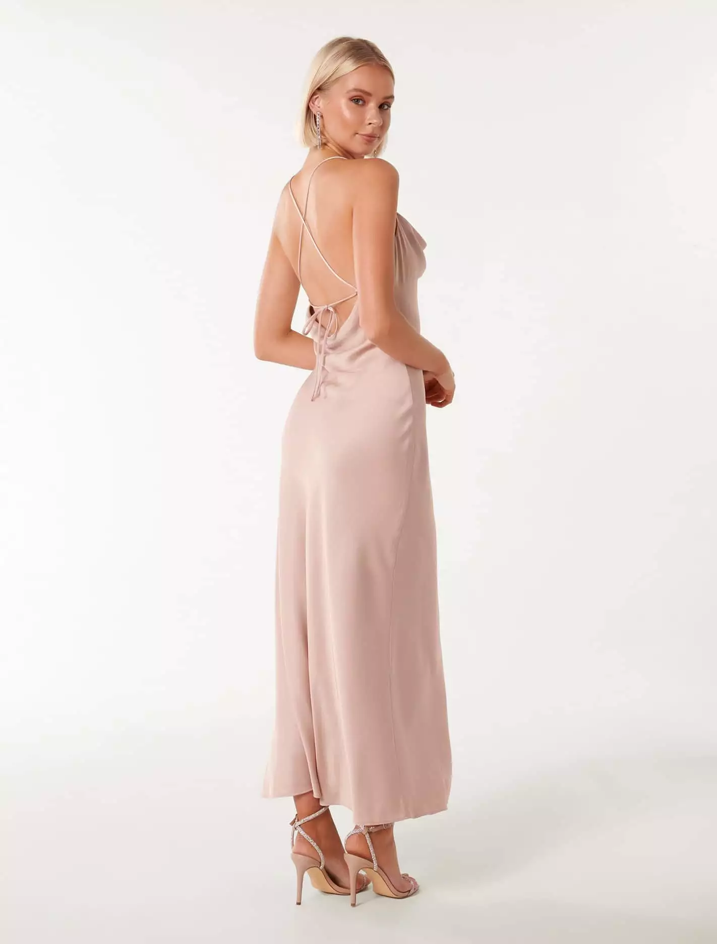 Ruby Petite Tie Back Satin Maxi Dress