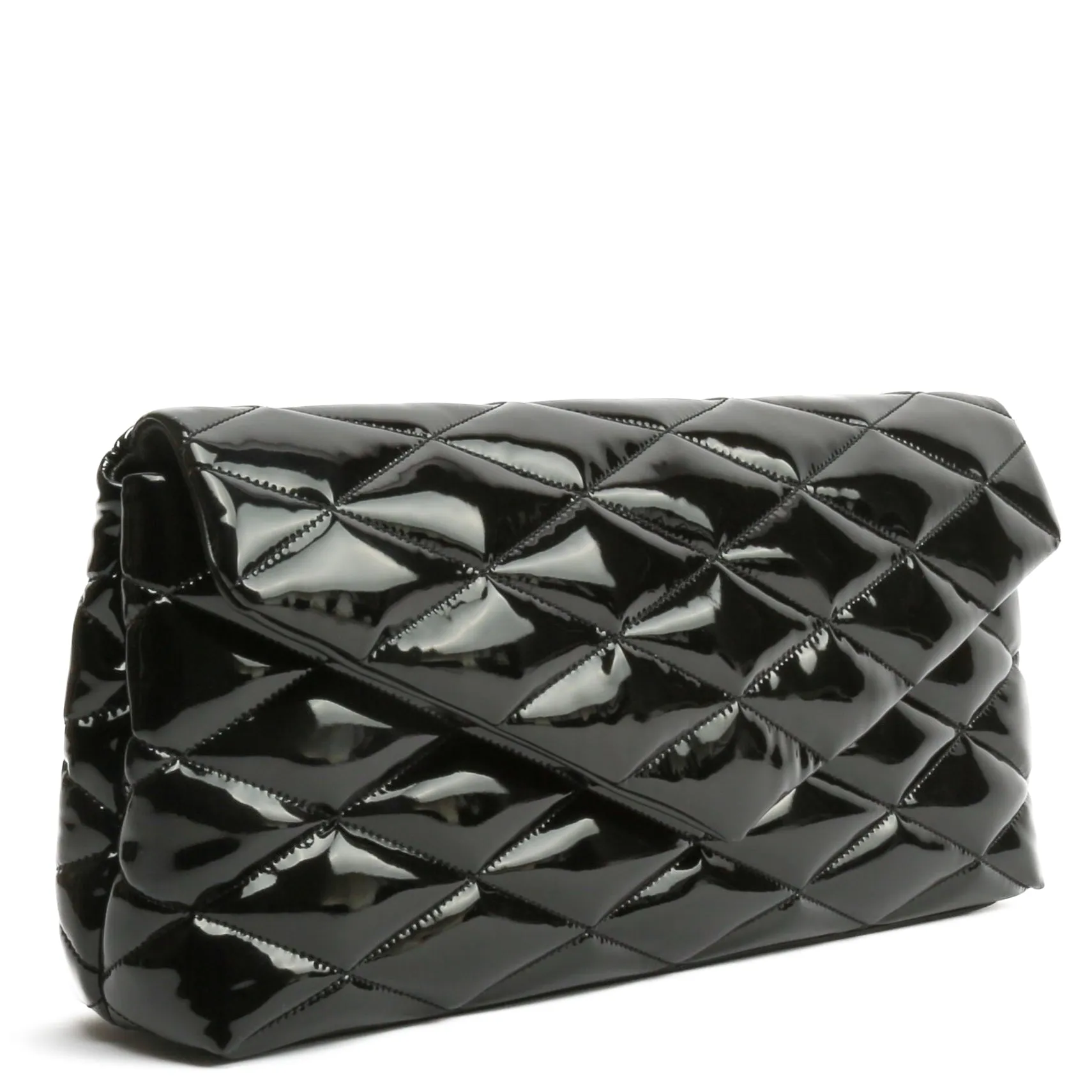 SAINT LAURENT Sade Puffy Patent Large Clutch - Black