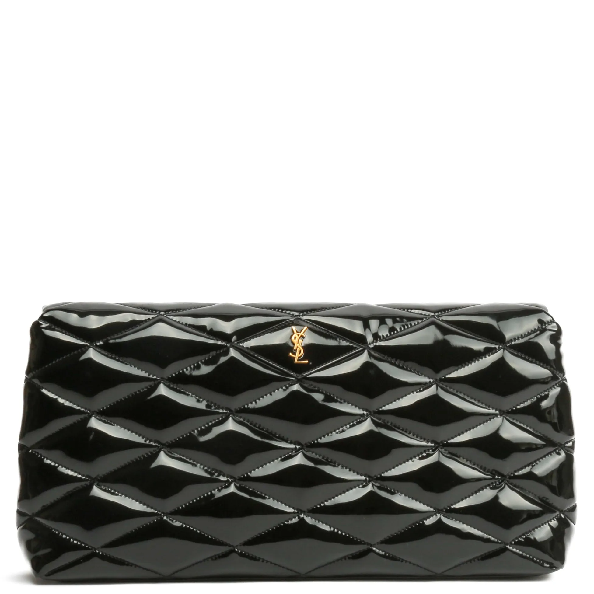 SAINT LAURENT Sade Puffy Patent Large Clutch - Black