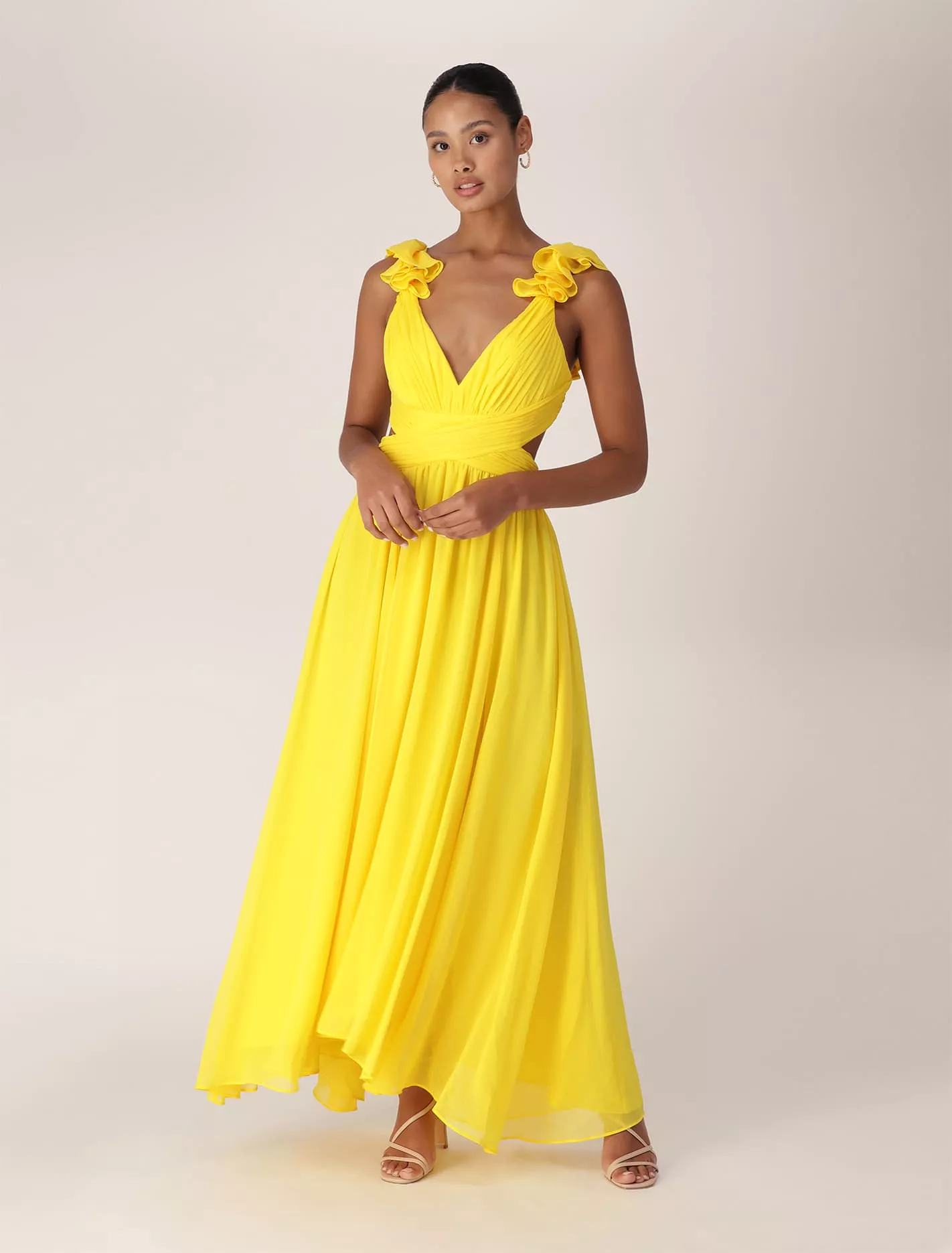 Selena Ruffle Shoulder Maxi Dress