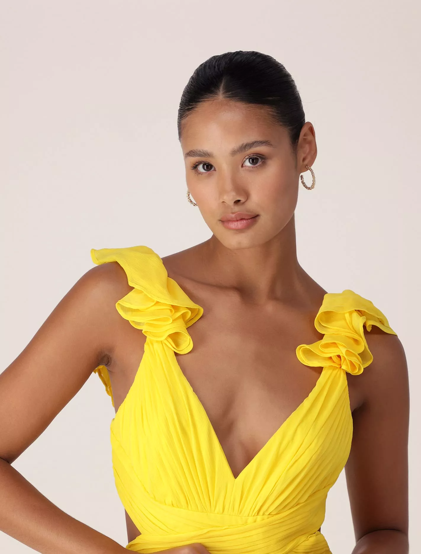 Selena Ruffle Shoulder Maxi Dress