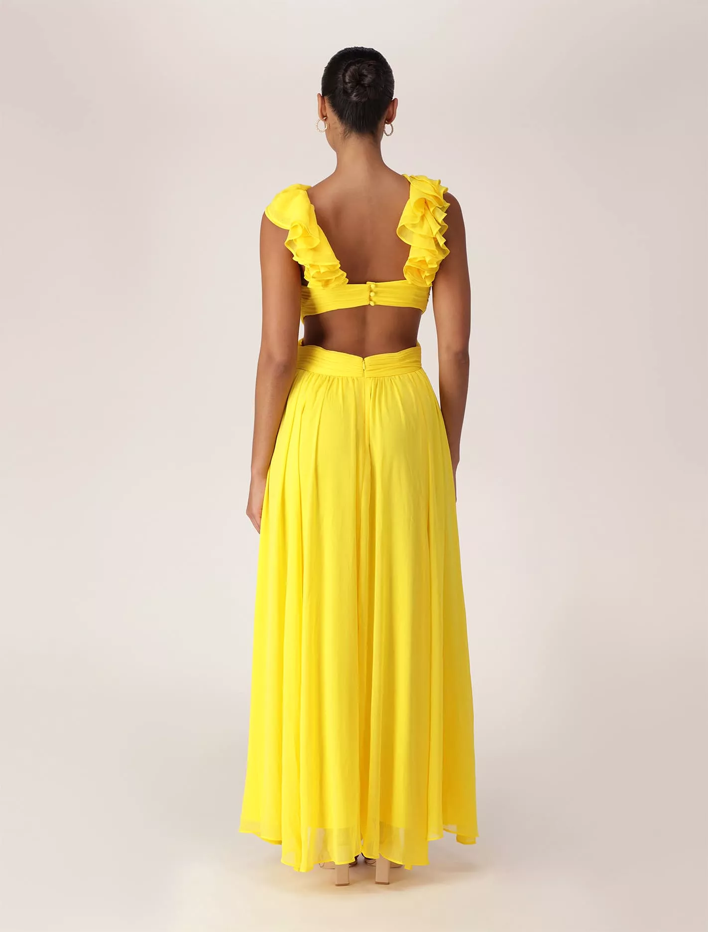 Selena Ruffle Shoulder Maxi Dress