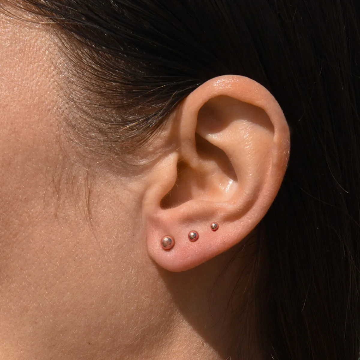 Set of 3 Rose Gold Orbital Studs