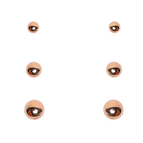 Set of 3 Rose Gold Orbital Studs