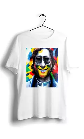 Smiley John Lennon in Eduardo Kobra street style -Digital Graphics Basic T-shirt White