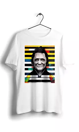 Smiley Johnny Cash in Eduardo Kobra street style -Digital Graphics Basic T-shirt White