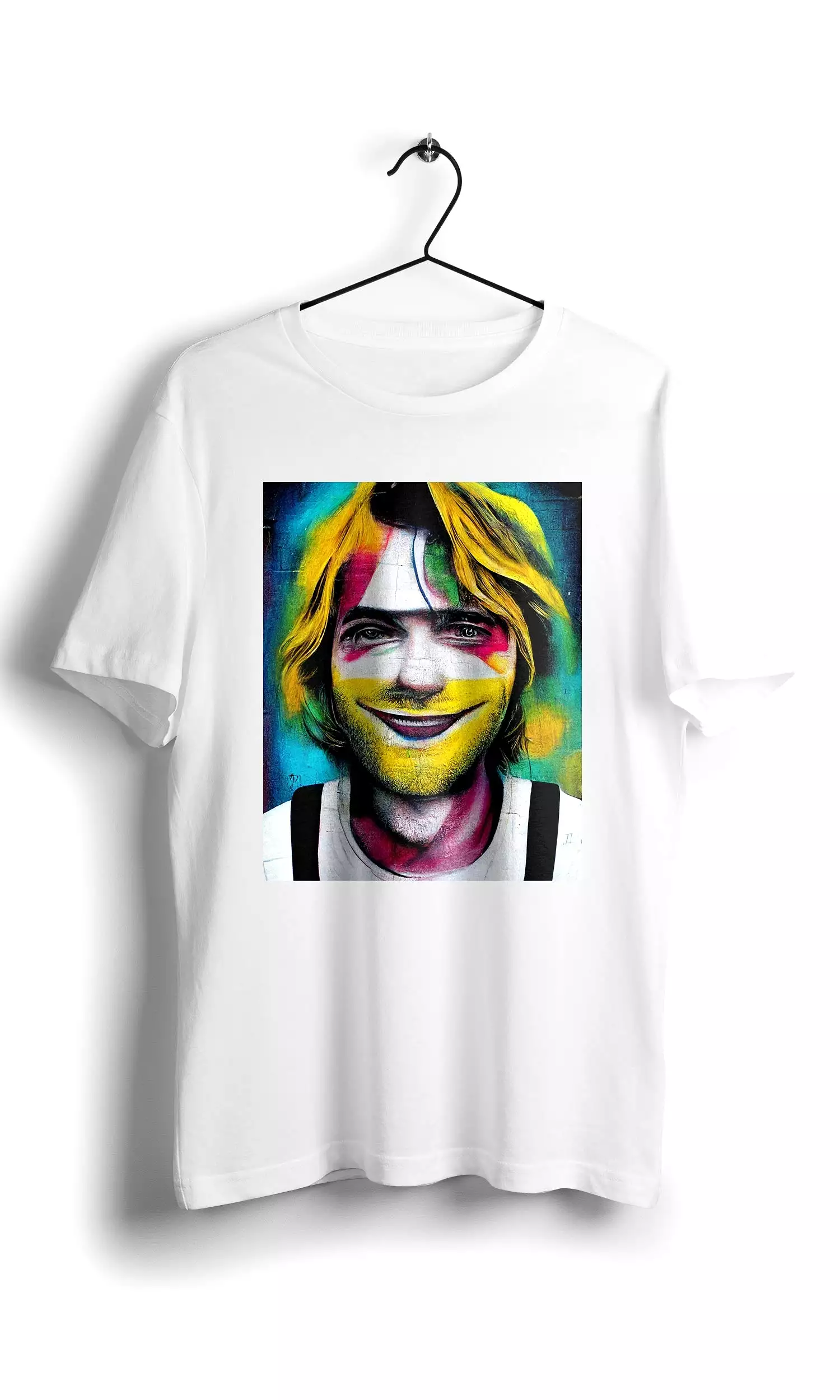 Smiley Kurt Cobain in Eduardo Kobra street -Digital Graphics Basic T-shirt White