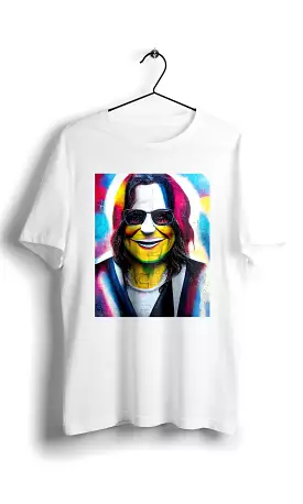 Smiley Ozzy Osbourne in Eduardo Kobra street style -Digital Graphics Basic T-shirt White