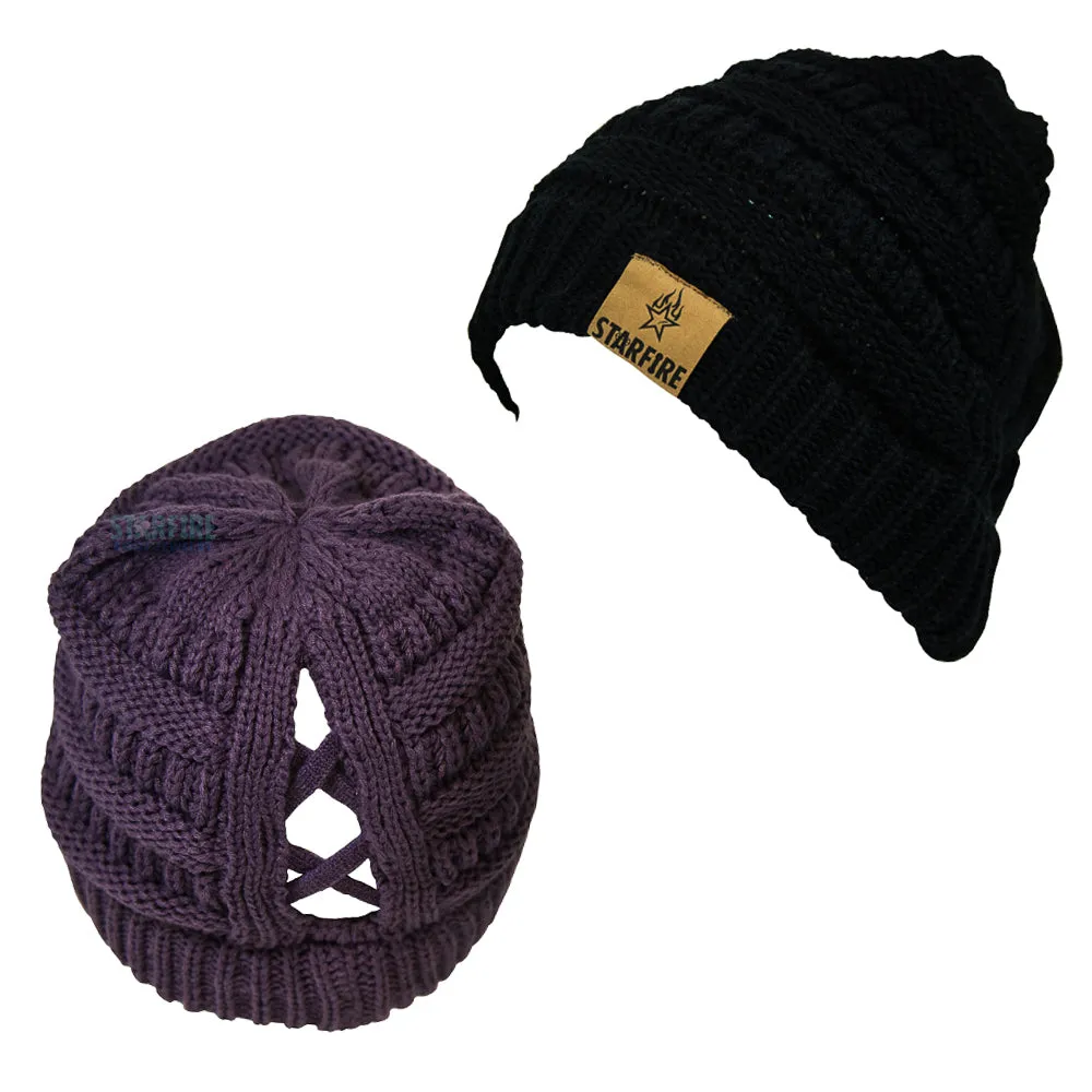 Starfire Criss-Cross Knit CC Beanie