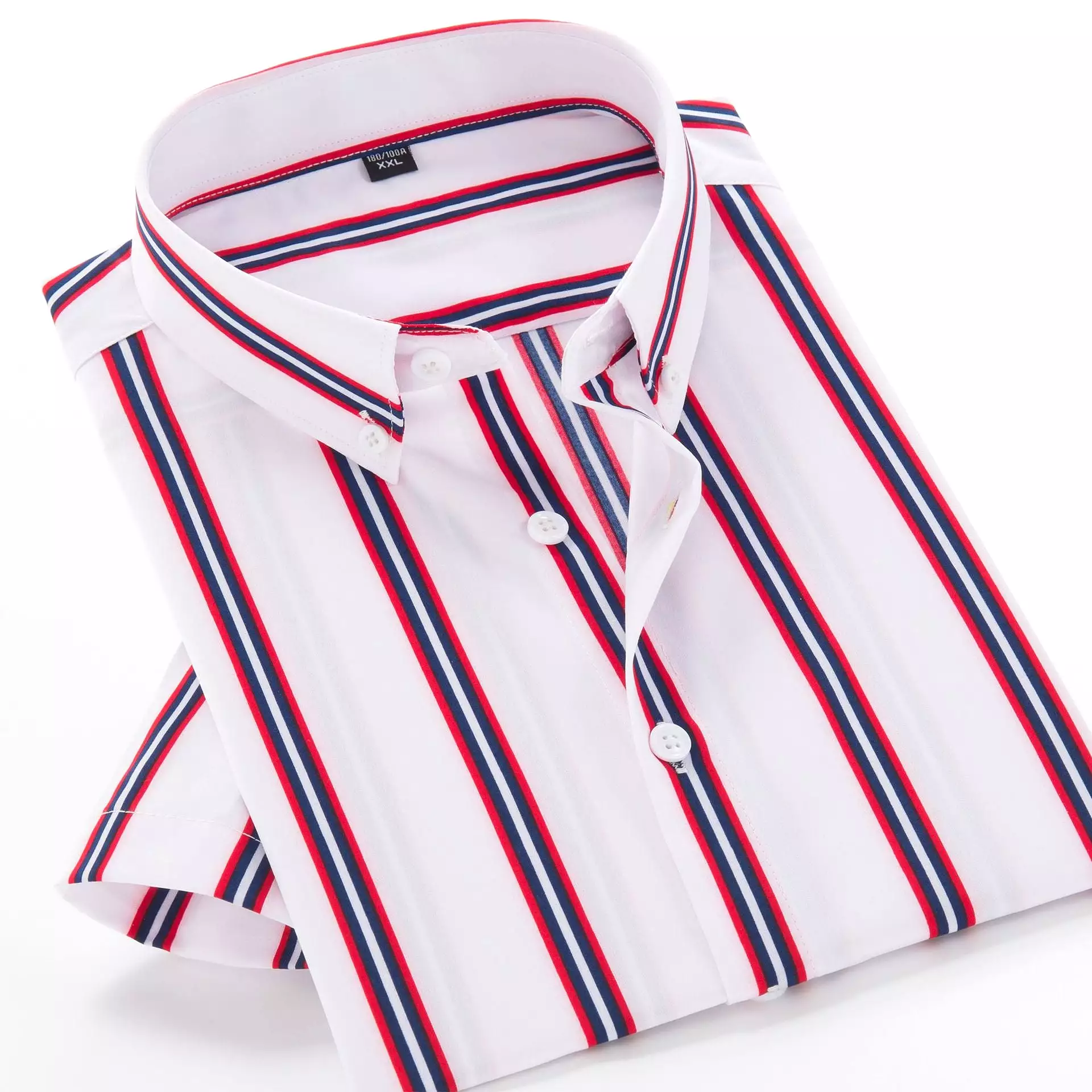 striped short-sleeved men's loose shirt