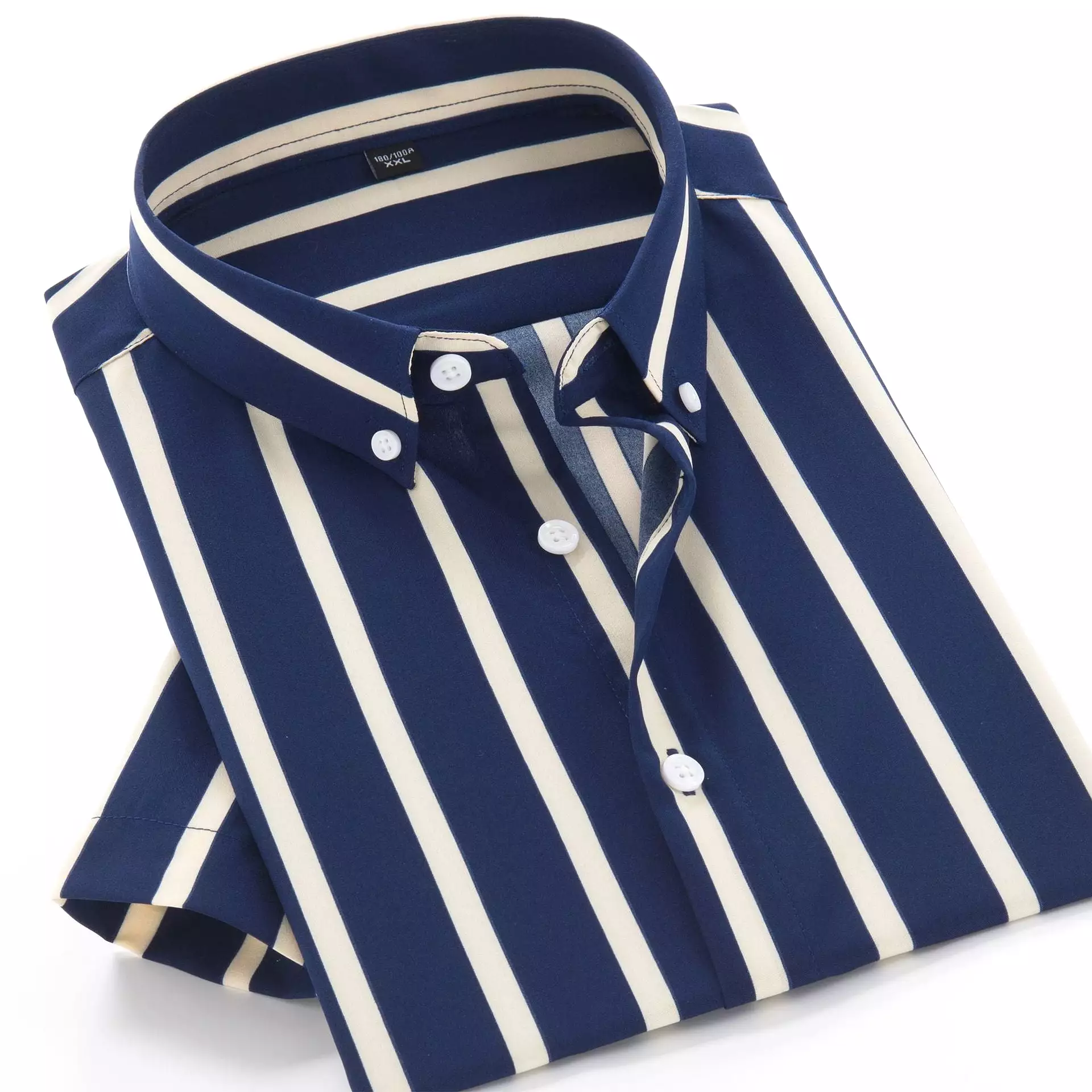 striped short-sleeved men's loose shirt