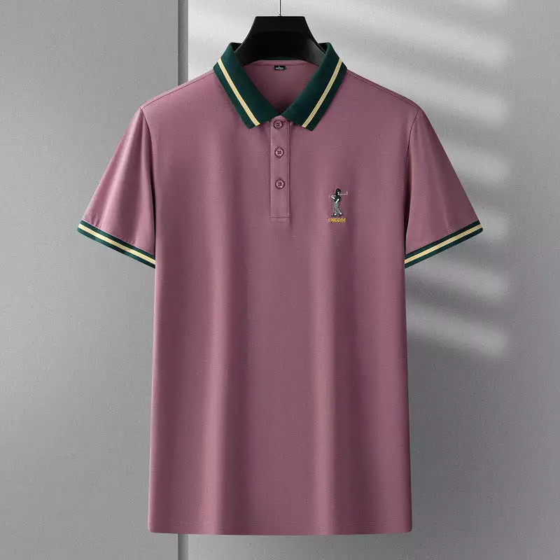 Summer men's embroidered short-sleeved polo shirt