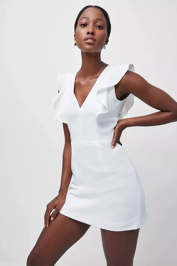 Summer White whisper ruffle v neck dress