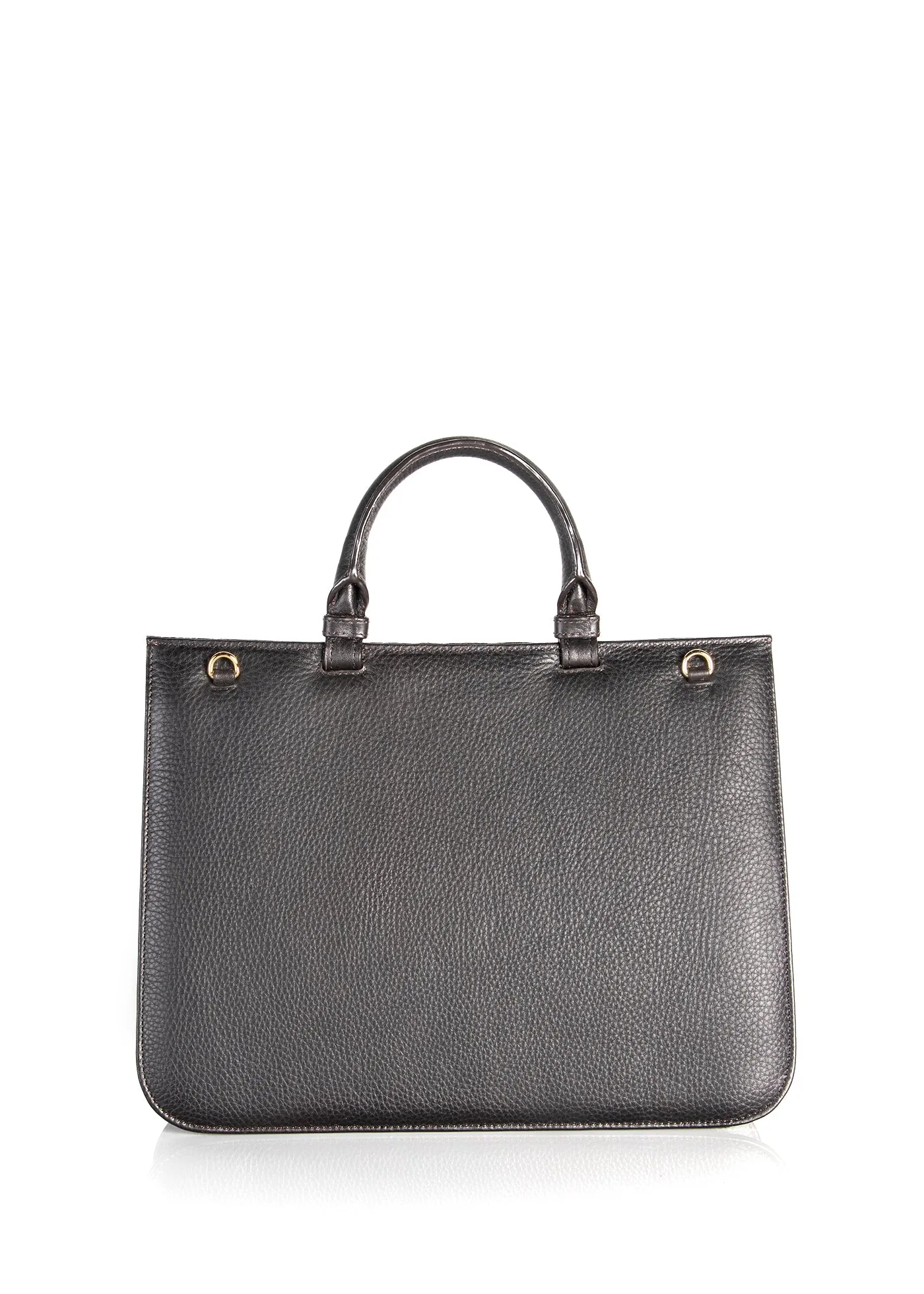 Sydney Convertible Satchel - Dark Brown Lizard & Leather, Tiger Eye Grommet