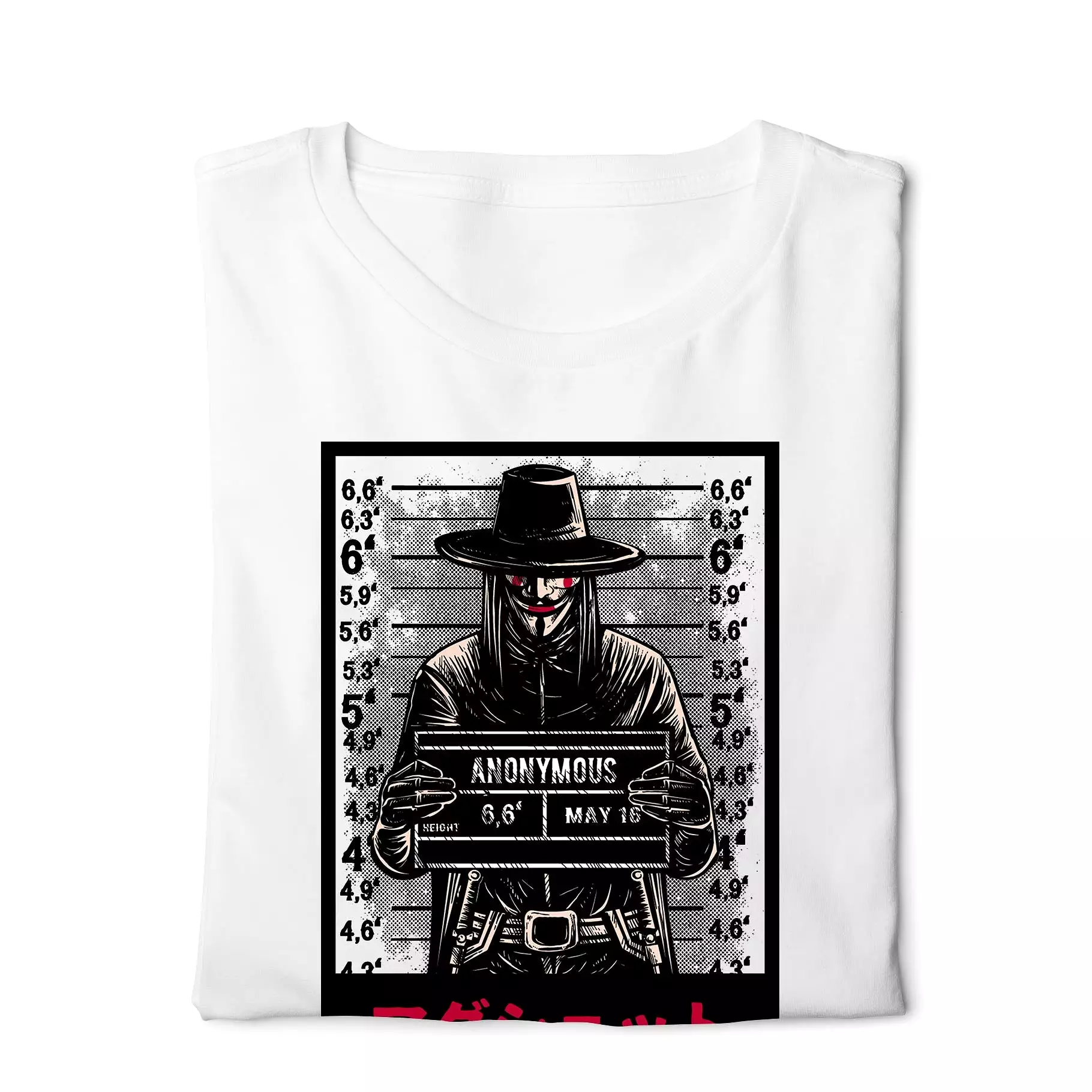 V for vendetta Anonymous Mugshot - Digital Graphics Basic T-shirt White