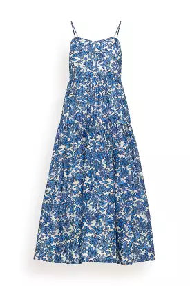 Verona Dress in Maritime Blue/Off White Multi