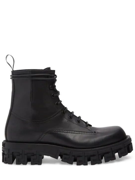 Versace   Leather combat boots 